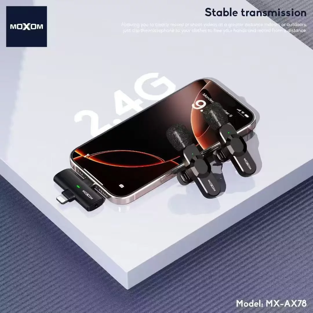 ست میکروفن بی سیم موکسوم مدل MX-AX78 با درگاه اتصال USB-C/لایتنینگ