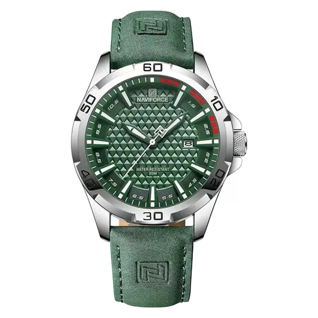 ساعت مچی عقربه‌ای مردانه نیوی فورس مدل تقویم دار بند جیر کد NF8023-S/GN