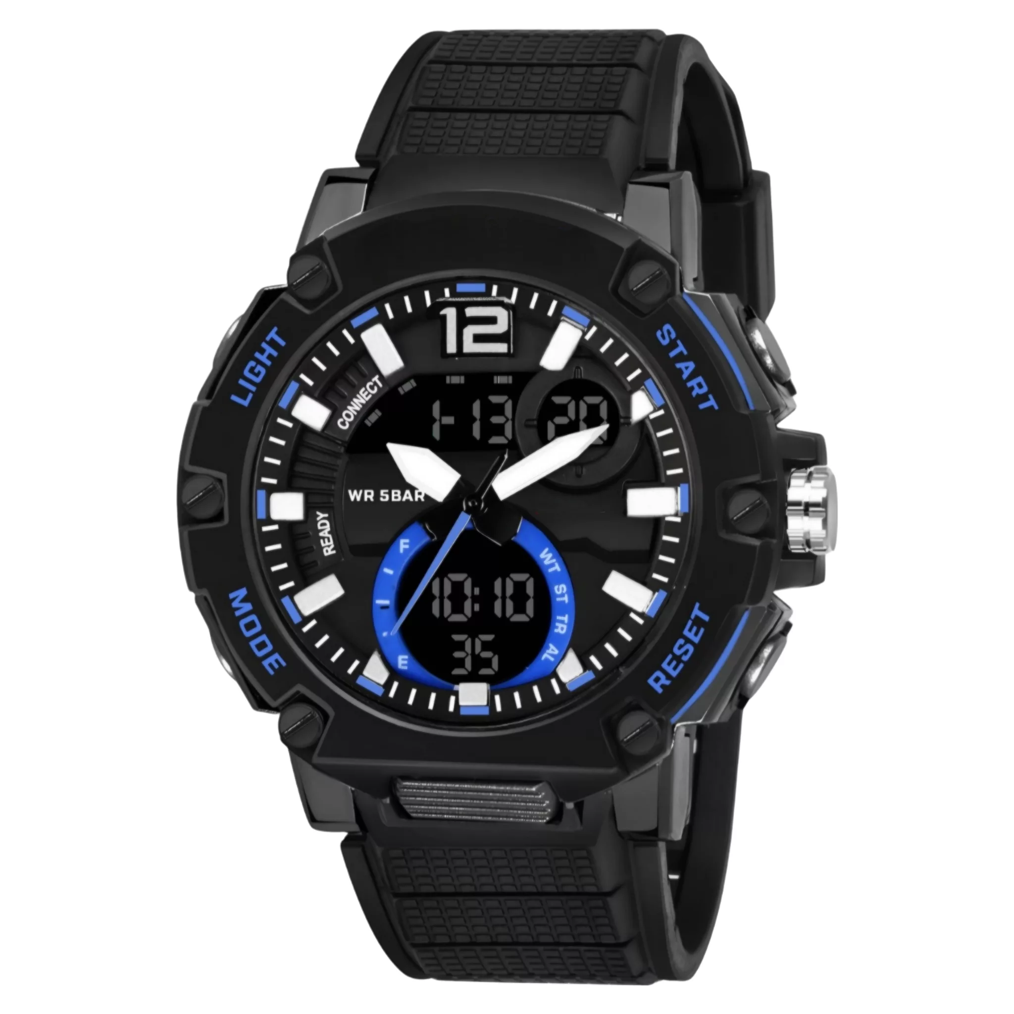 ساعت مچی عقربه‌ای مردانه کوارتز کرنوگراف مدل دو زمانه  بند پیو کد 3