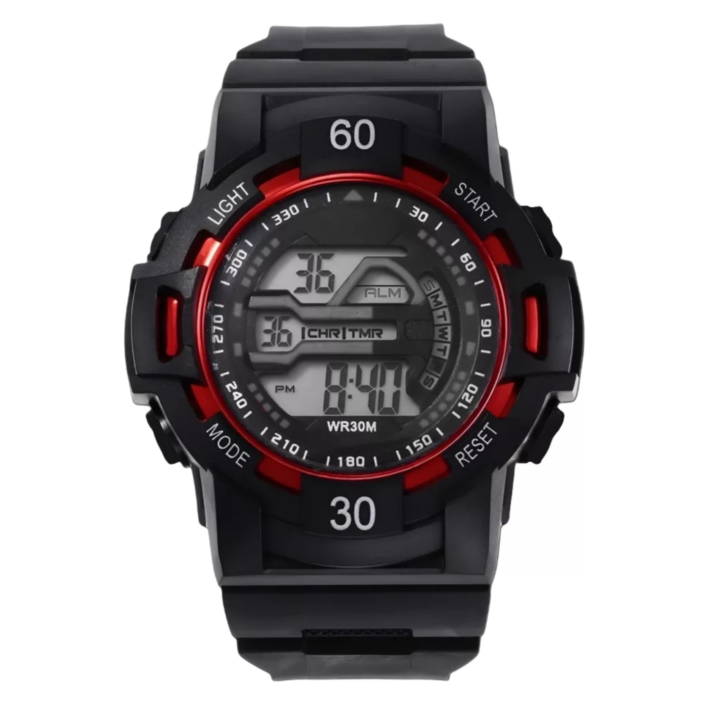 ساعت مچی دیجیتال مدل اسپرت تک زمانه کرنوگراف بند پیو کد ۶