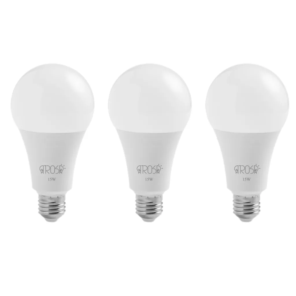 لامپ ال ای دی 15 وات آتروسا مدل حبابی پایه E27 مجموعه 3 عددی