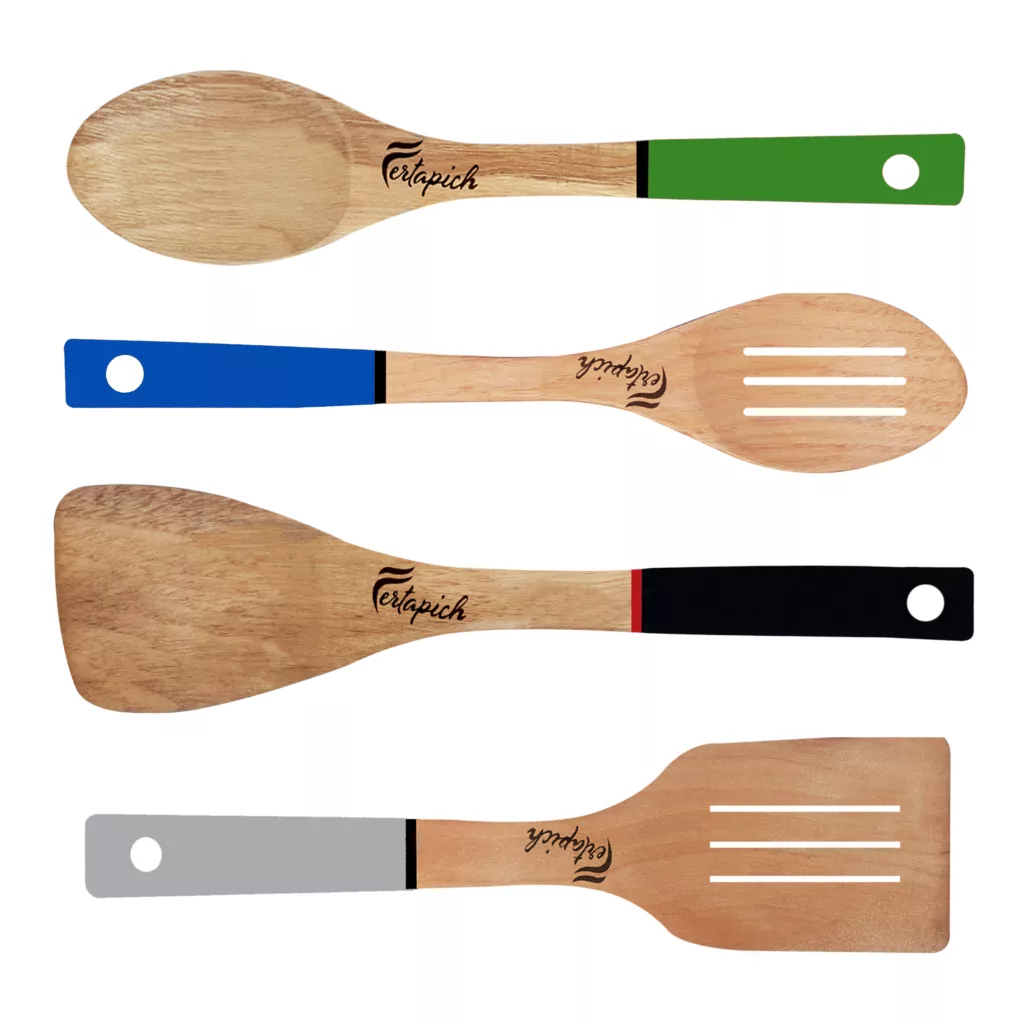 سرویس کفگیر و ملاقه 4 پارچه فرتاپیچ مدل چوبی کد 055