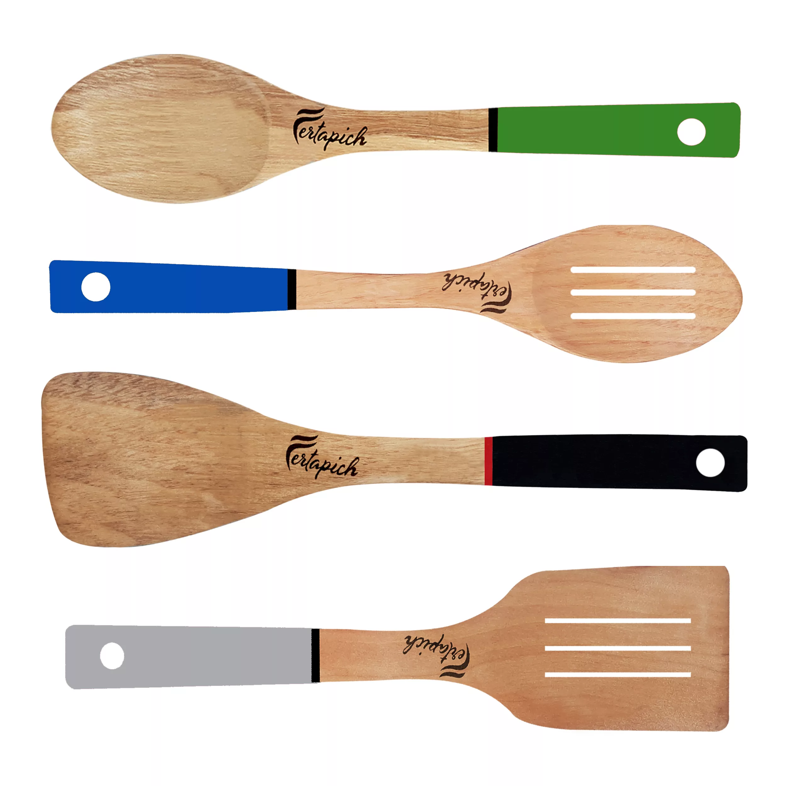 سرویس کفگیر و ملاقه 4 پارچه فرتاپیچ مدل چوبی کد 055