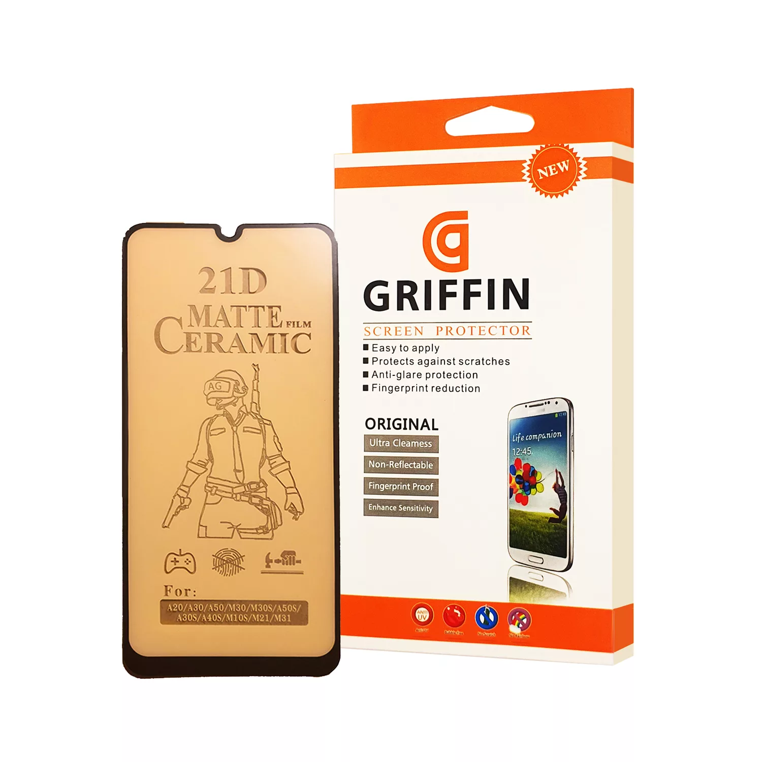 محافظ صفحه نمایش سرامیکی مات گریفین مدل FLCRM GN mo مناسب برای گوشی موبایل سامسونگ Galaxy A20