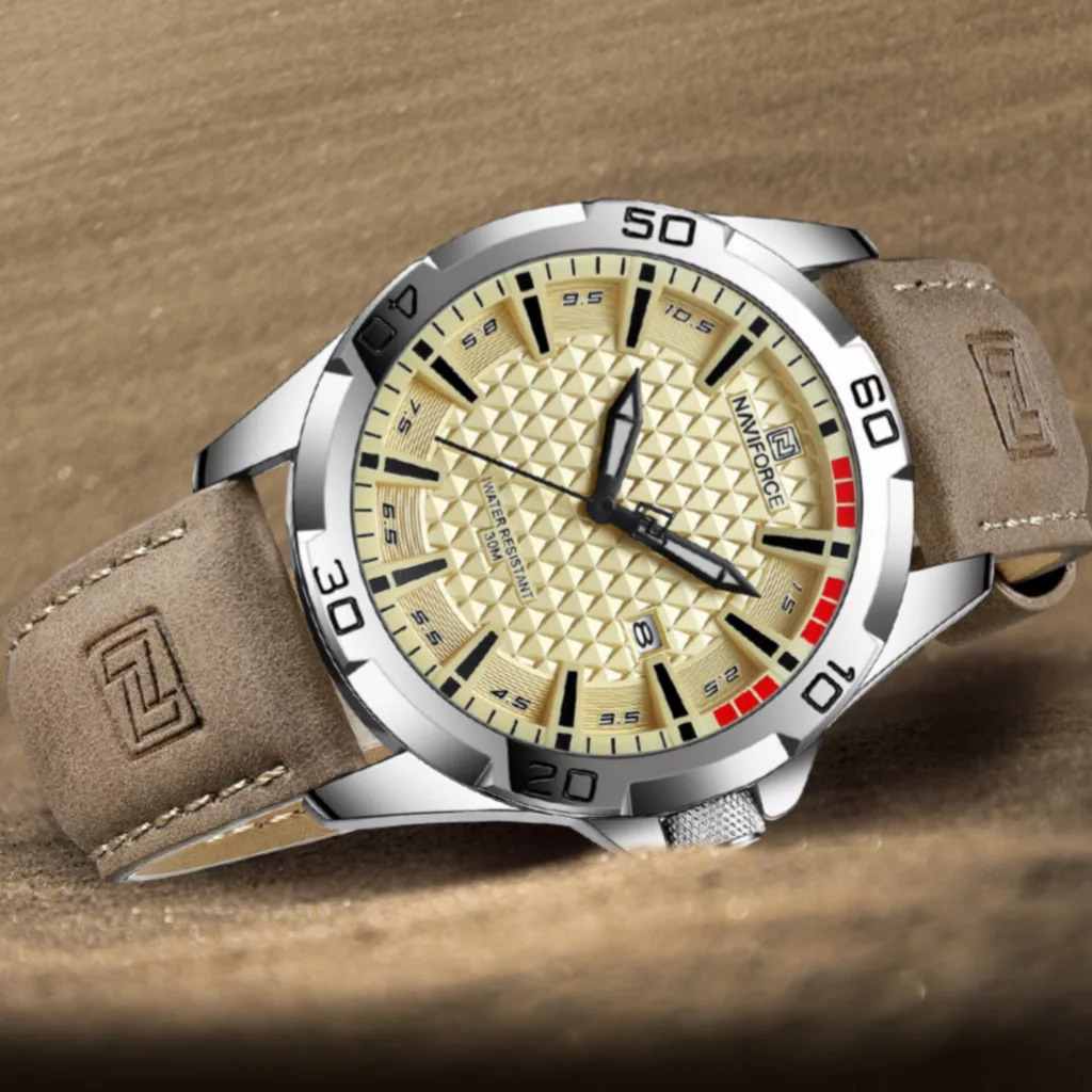 ساعت مچی عقربه‌ای مردانه نیوی فورس مدل تقویمدار بند جیر کد NF8023-S.Y