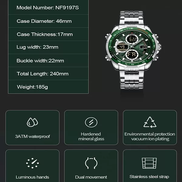 ساعت مچی عقربه‌ای مردانه نیوی فورس مدل 9197SGN