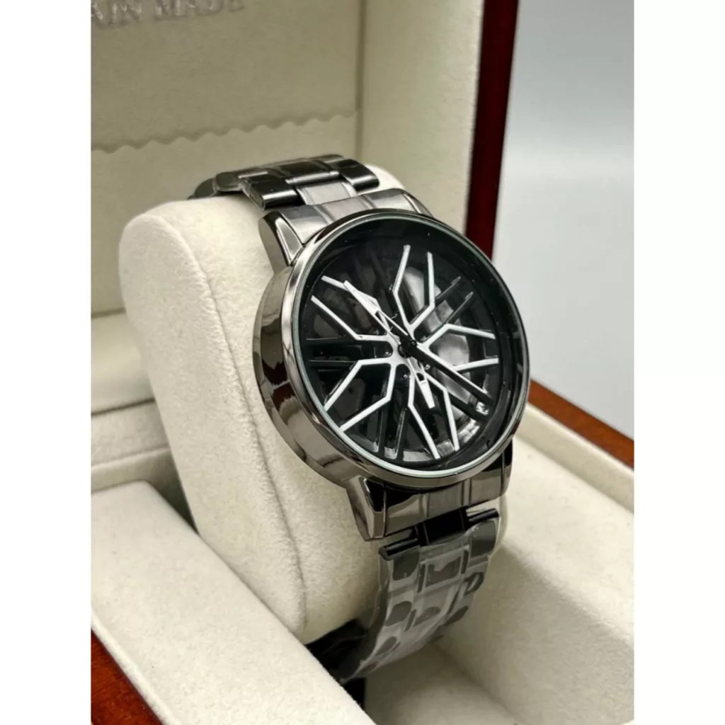 ساعت مچی عقربه‌ای مردانه کوارتز مدل بند فلزی صفحه چرخان کد 3.3