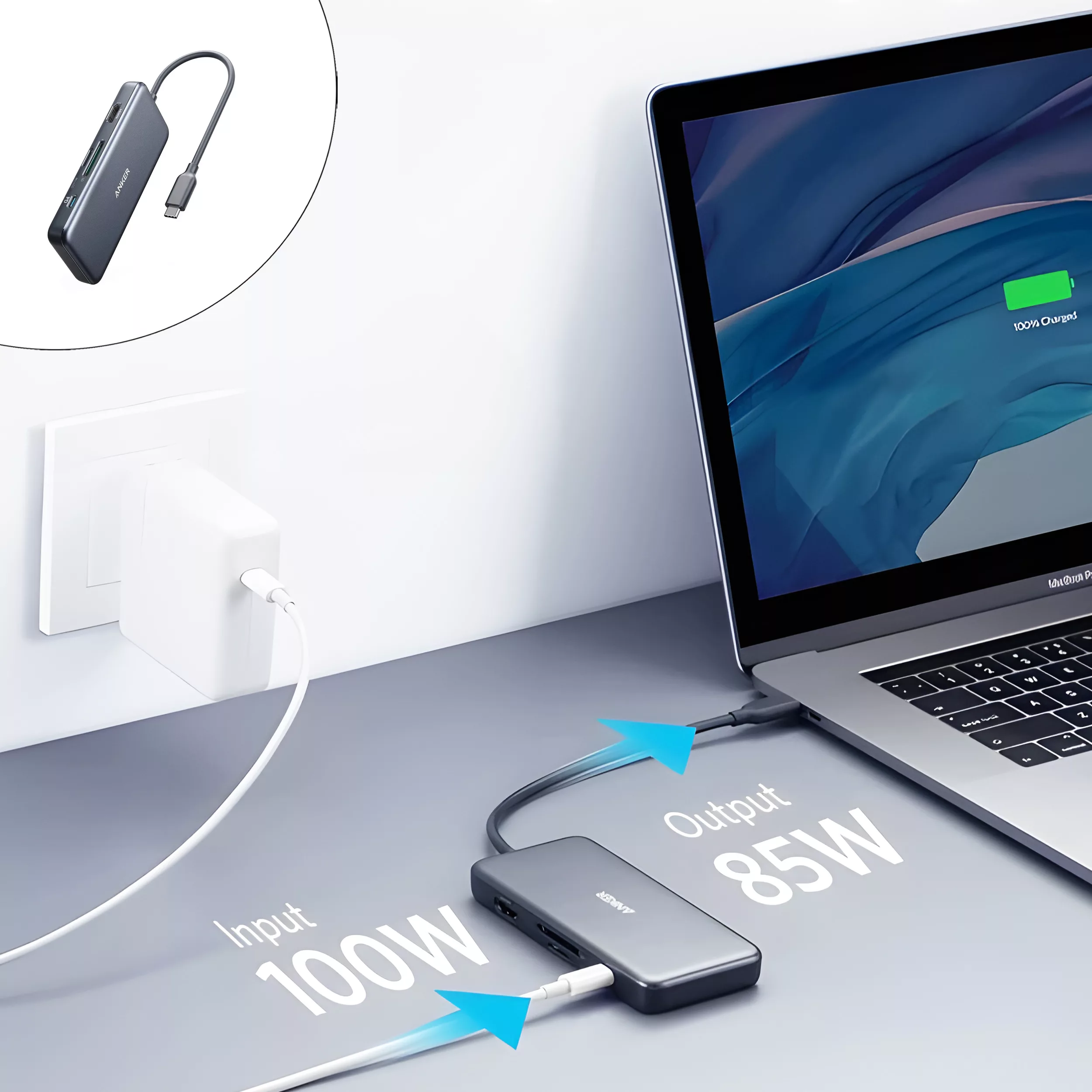هاب 7 پورت USB-C انکر مدل Premium 7-in-1 A8346 هاب 7 پورت USB-C انکر مدل Premium 7-in-1 A8346