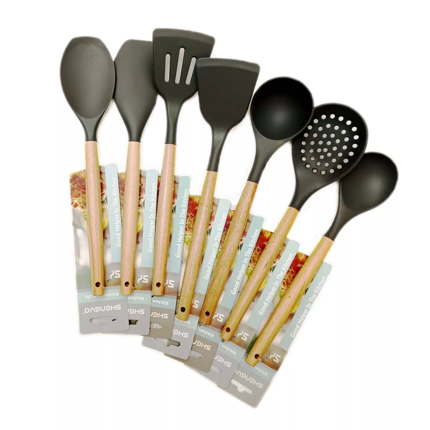 سرویس کفگیر و ملاقه 7 پارچه شنگیا مدل سیلیکونی سرویس کفگیر و ملاقه 7 پارچه شنگیا مدل سیلیکونی