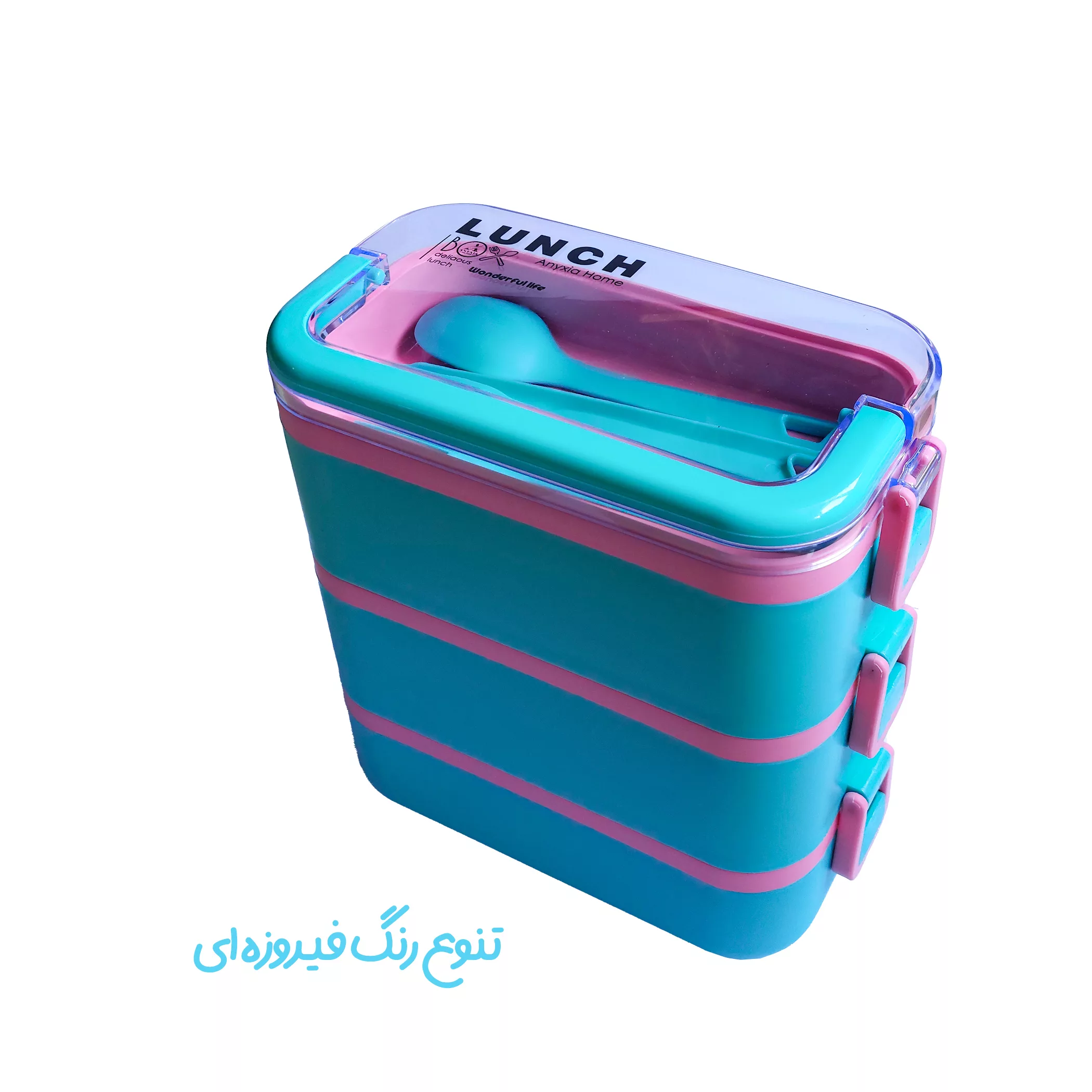 ظرف غذا مدل 3 طبقه طرح لانچ باکس به همراه قاشق و چنگال و چاقو