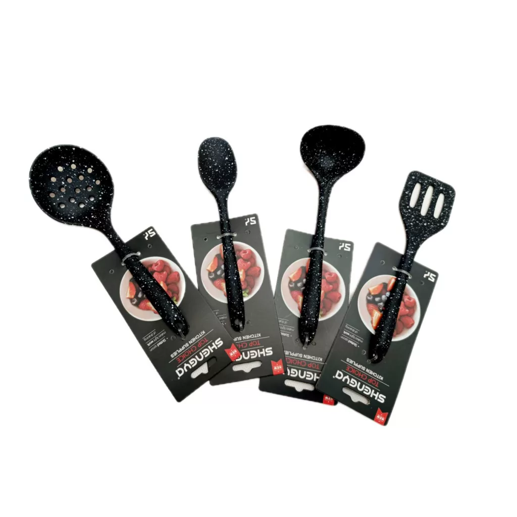 سرویس کفگیر و ملاقه 4 پارچه شنگیا مدل سیلیکونی کهکشانی طرح مینیاتوری