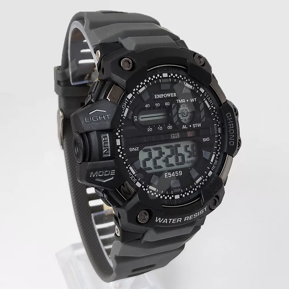 ساعت مچی دیجیتال مردانه امپاور مدل اسپرت ضدآب چراغدار کرنومتر کد 1404/08