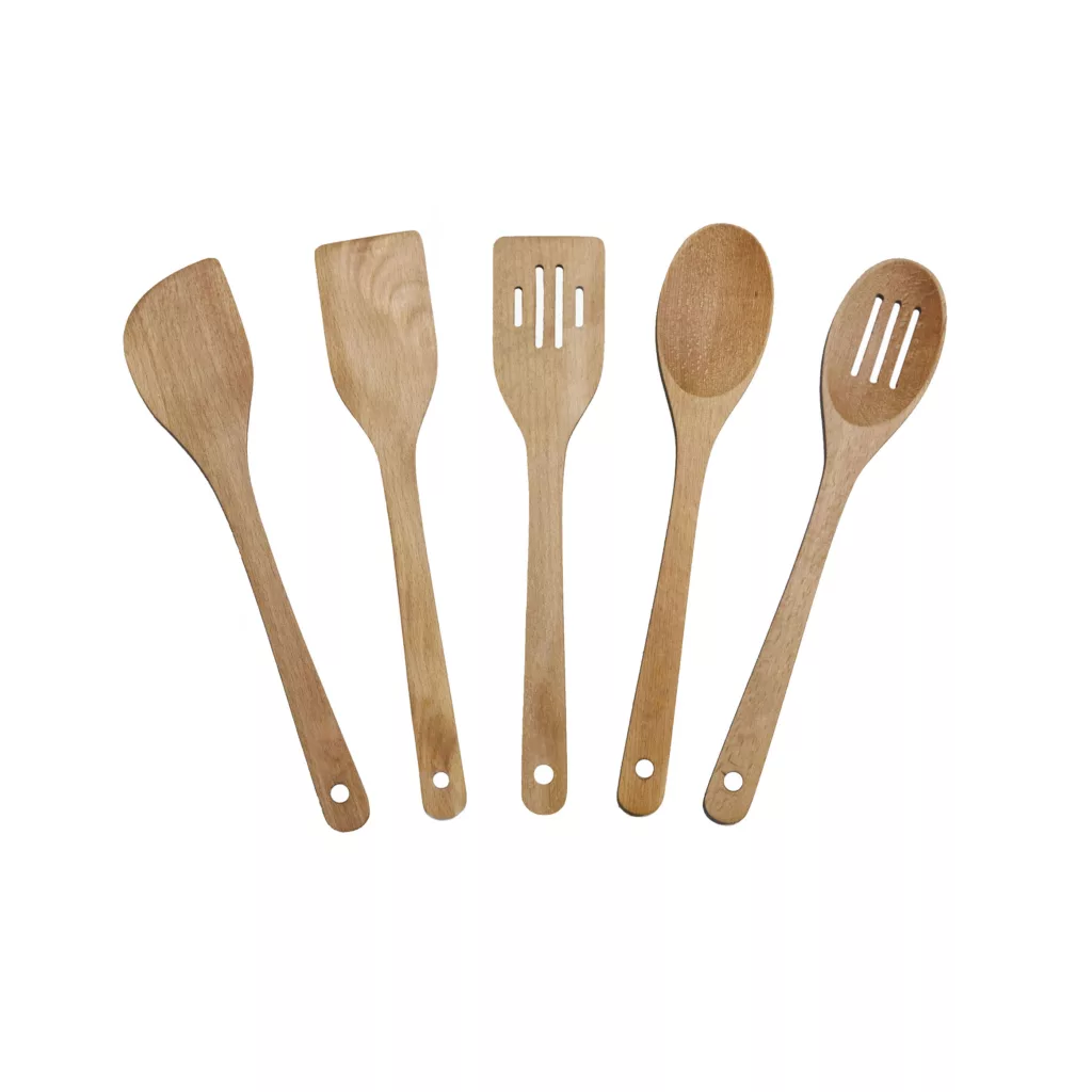 سرویس کفگیر و ملاقه 5 پارچه مدل چوب راش