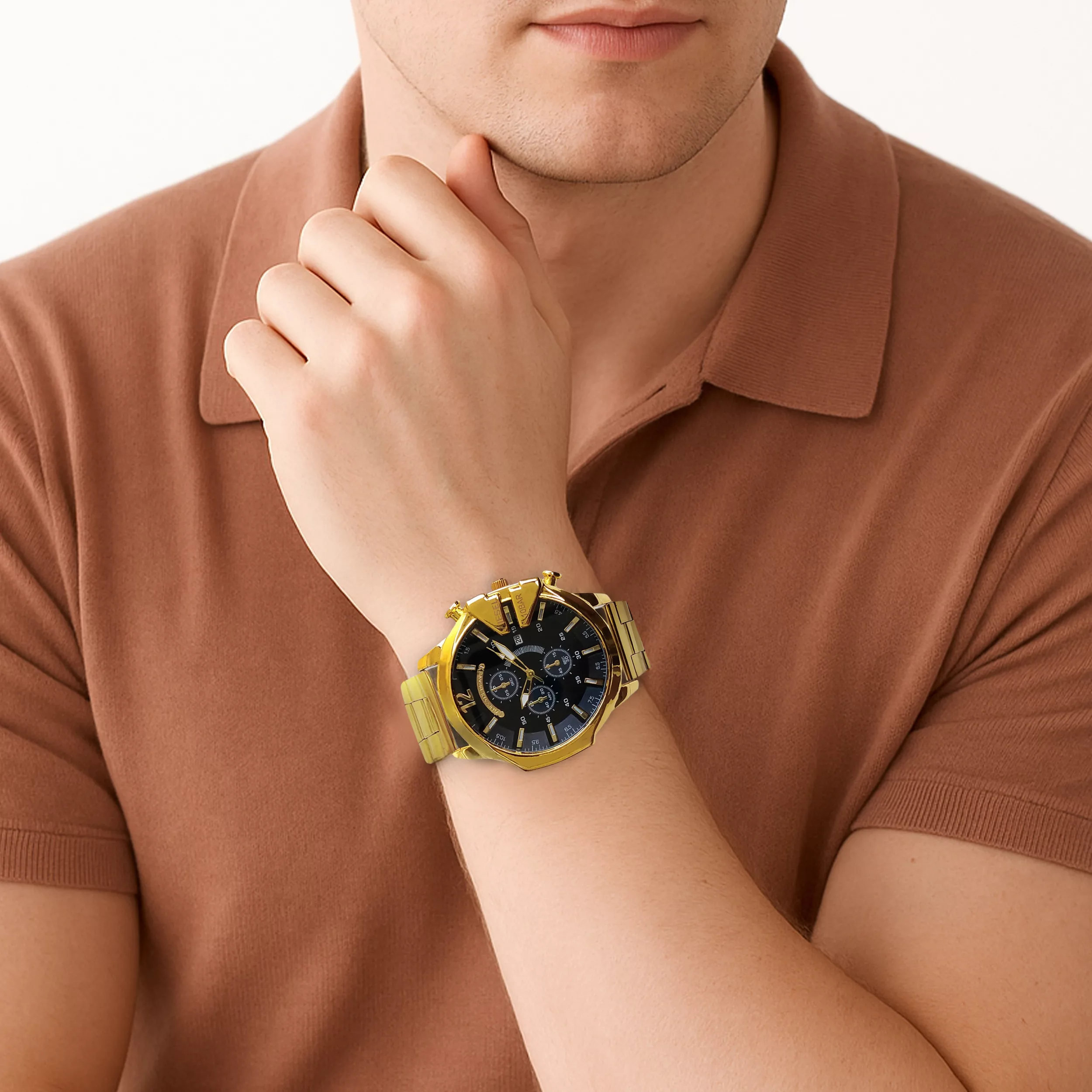 ساعت مچی عقربه‌ای کوارتز  مردانه مدل بندفلزی شاخدار کد 444