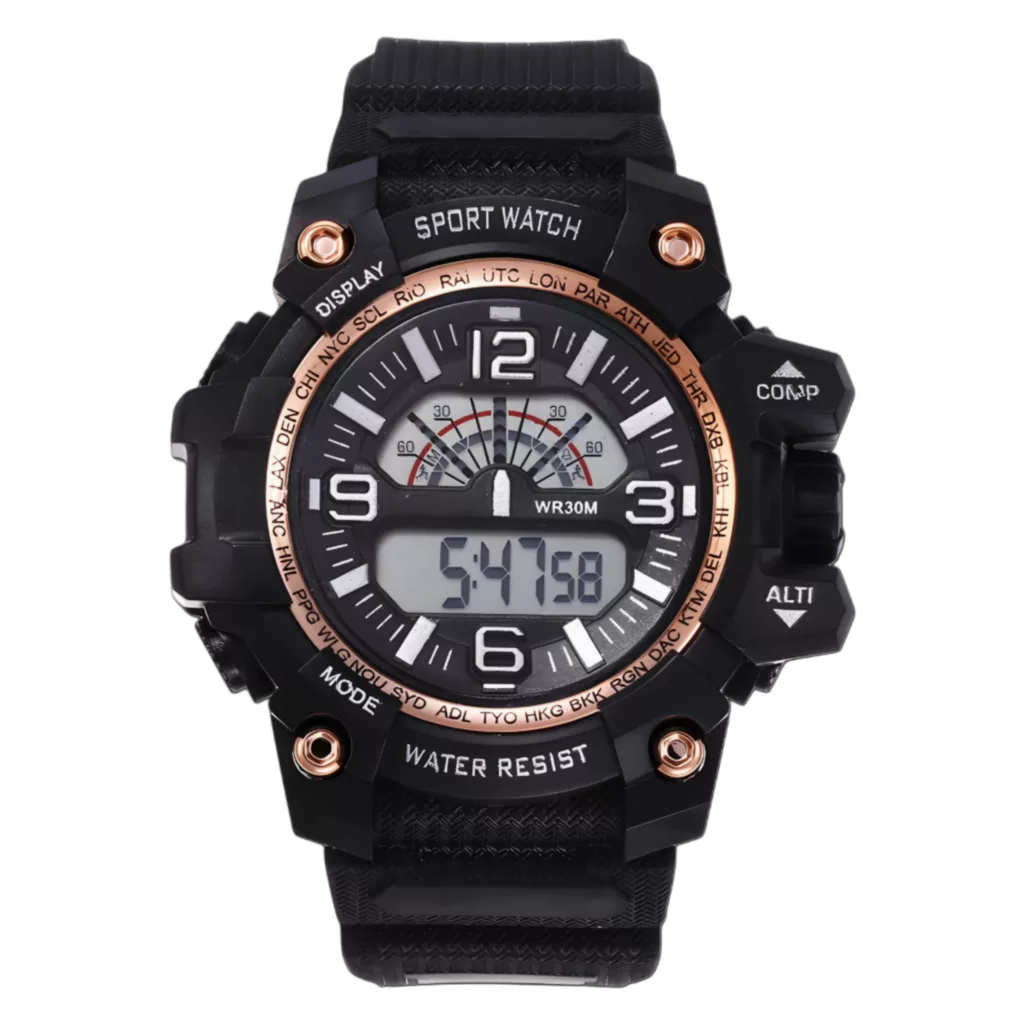 ساعت مچی دیجیتال مردانه مدل اسپرت تک زمانه کرنوگراف بند پیو کد S2