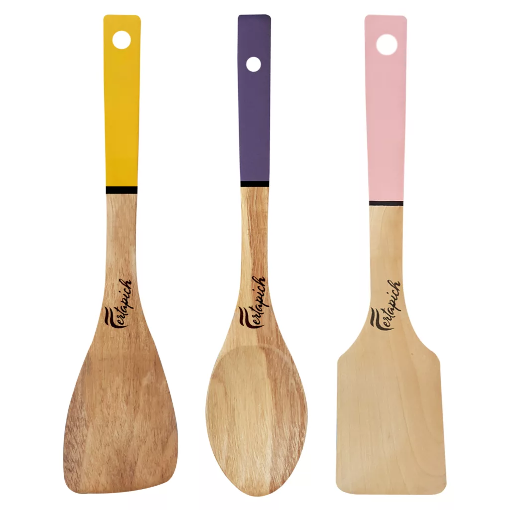 سرویس کفگیر و ملاقه 3 پارچه فرتاپیچ مدل چوبی کد 033