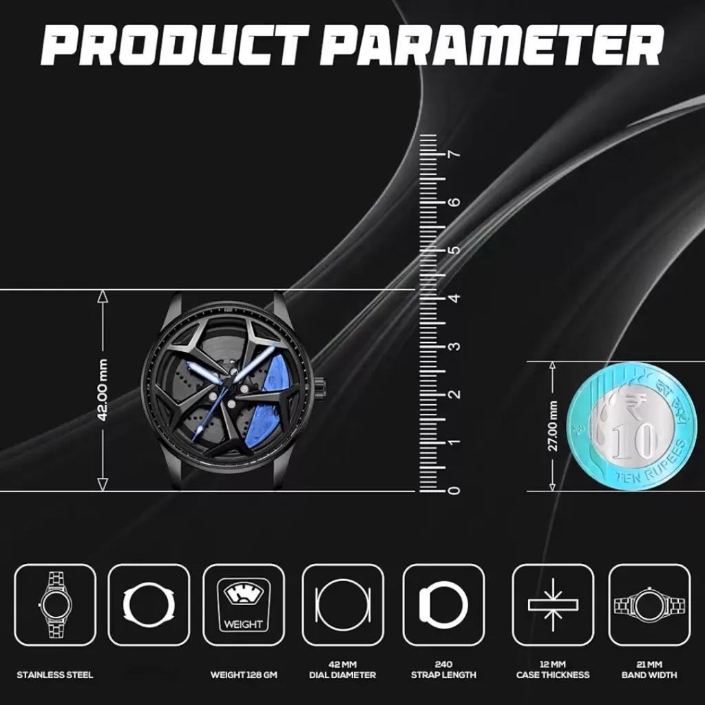 ساعت مچی عقربه‌ای مردانه کوارتز مدل صفحه رینگ چرخان بند فلزی کد 1.5