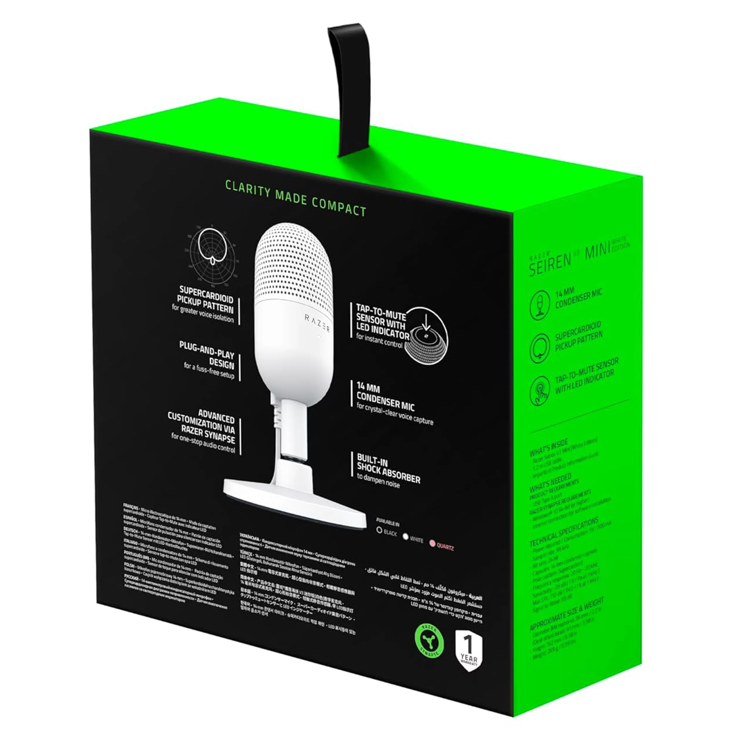 میکروفن رومیزی ریزر مدل Seiren V3 Mini White USB