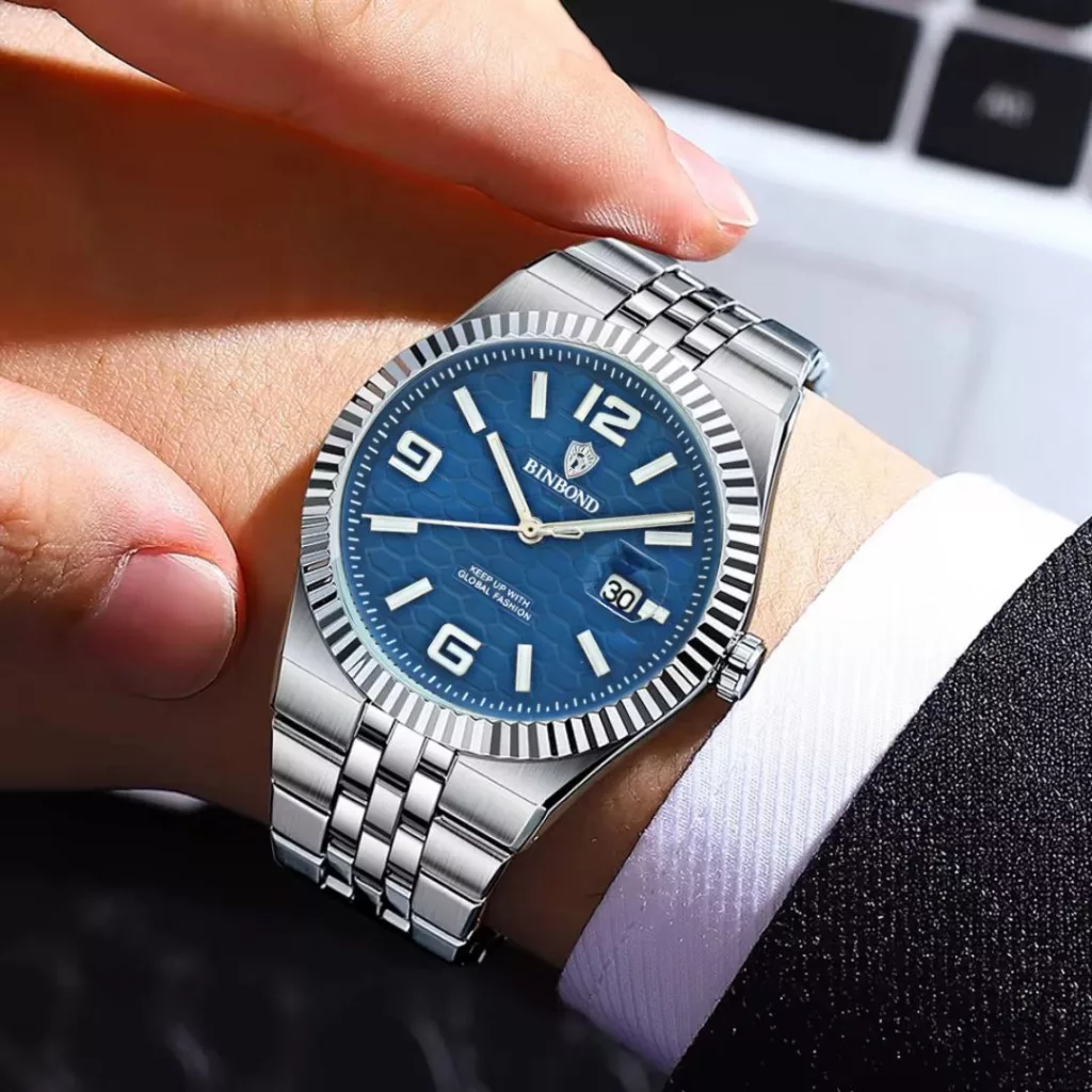 ساعت مچی عقربه‌ای کوارتز مردانه بین باند مدل دیت جاست قفل مخفی کد 002