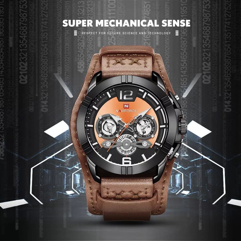 ساعت مچی عقربه‌ای مردانه نیوی فورس مدل سه موتوره