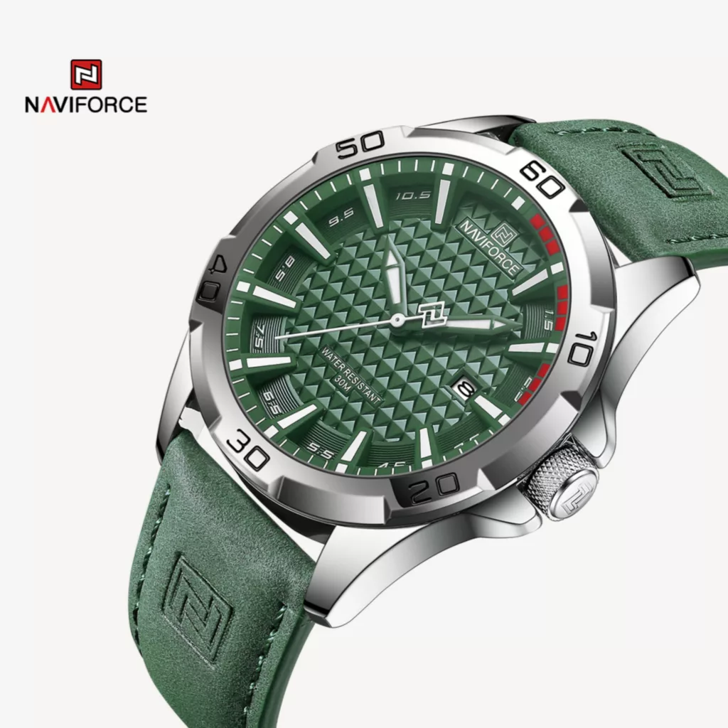 ساعت مچی عقربه‌ای مردانه نیوی فورس مدل تقویم دار بند جیر کد NF8023-S/GN