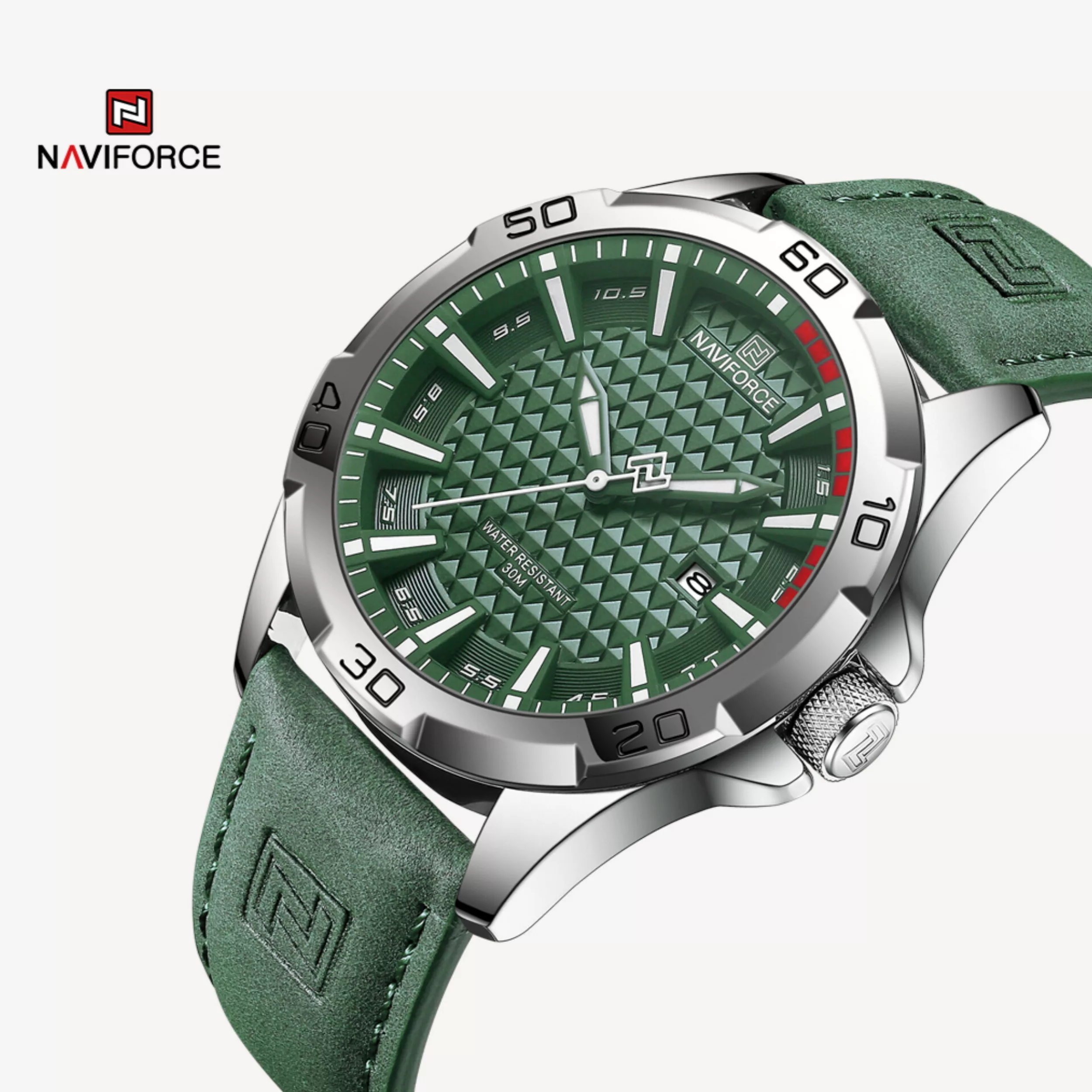 ساعت مچی عقربه‌ای مردانه نیوی فورس مدل تقویم دار بند جیر کد NF8023-S/GN