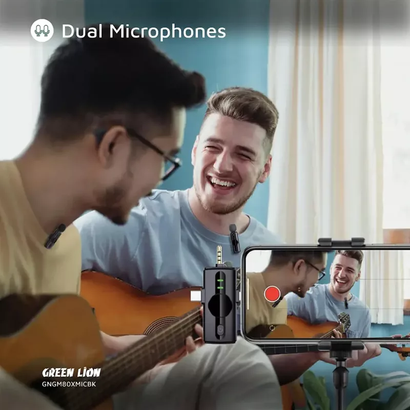 ست میکروفن بی سیم گرین لاین مدل GM-80X با درگاه اتصال لایتنینگ/AUX/USB-C