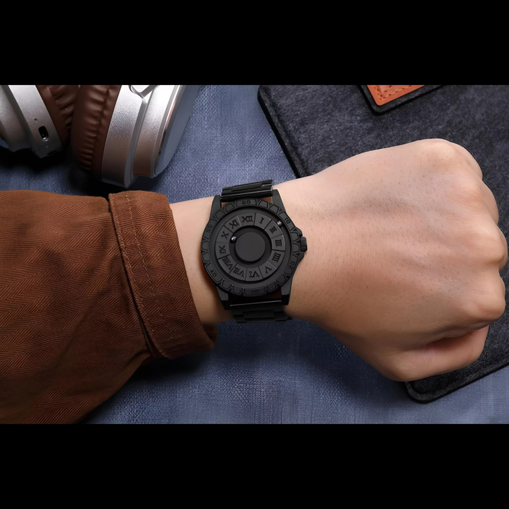 ساعت مچی عقربه‌ای مردانه  کوارتز مدل مغناطیسی بند فلزی کد 1