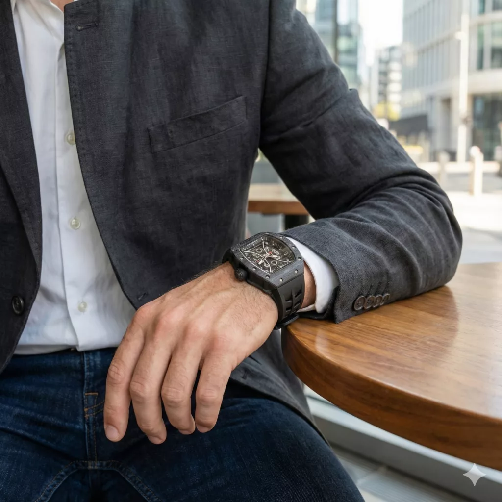 ساعت مچی عقربه‌ای کوارتز مردانه مدل اسپرت تک موتوره صفحه نیمه اسکلتون بند پیو کد R۳