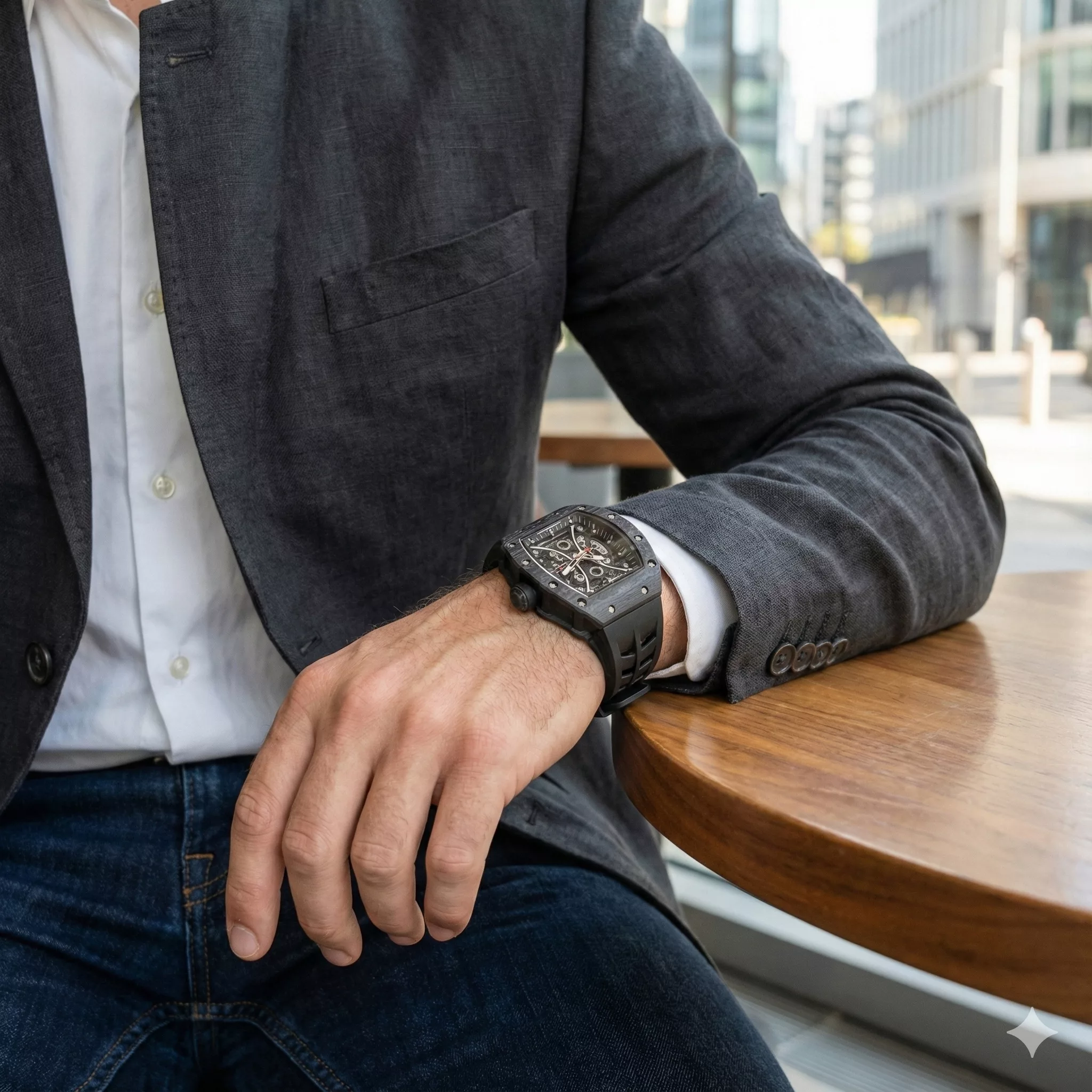 ساعت مچی عقربه‌ای کوارتز مردانه مدل اسپرت تک موتوره صفحه نیمه اسکلتون بند پیو کد R۳