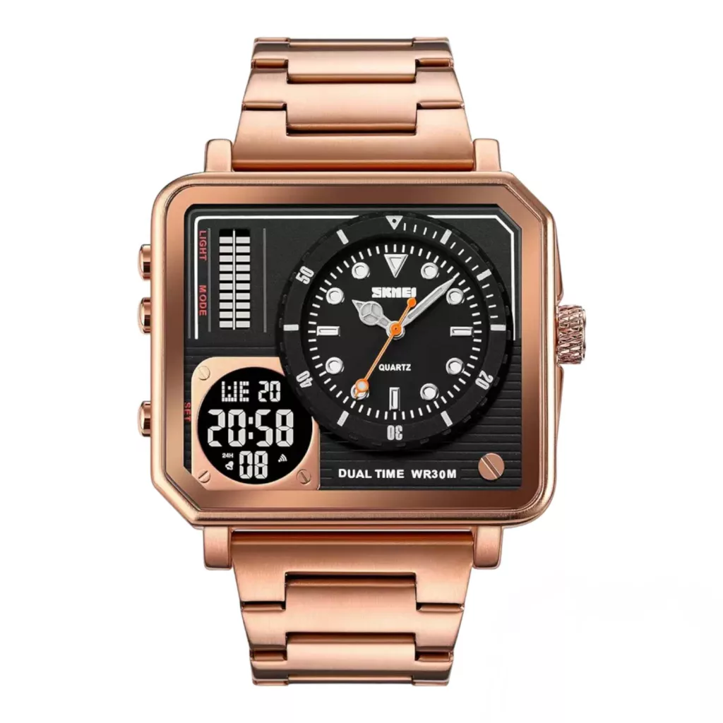 ساعت مچی عقربه‌ای مردانه اسکمی مدل دو زمانه کد 2025RG