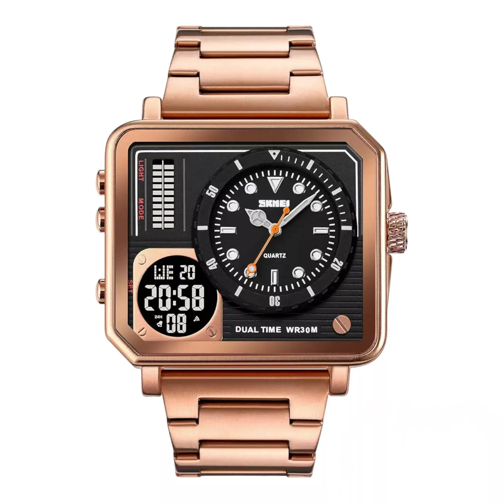 ساعت مچی عقربه‌ای مردانه اسکمی مدل دو زمانه کد 2025RG