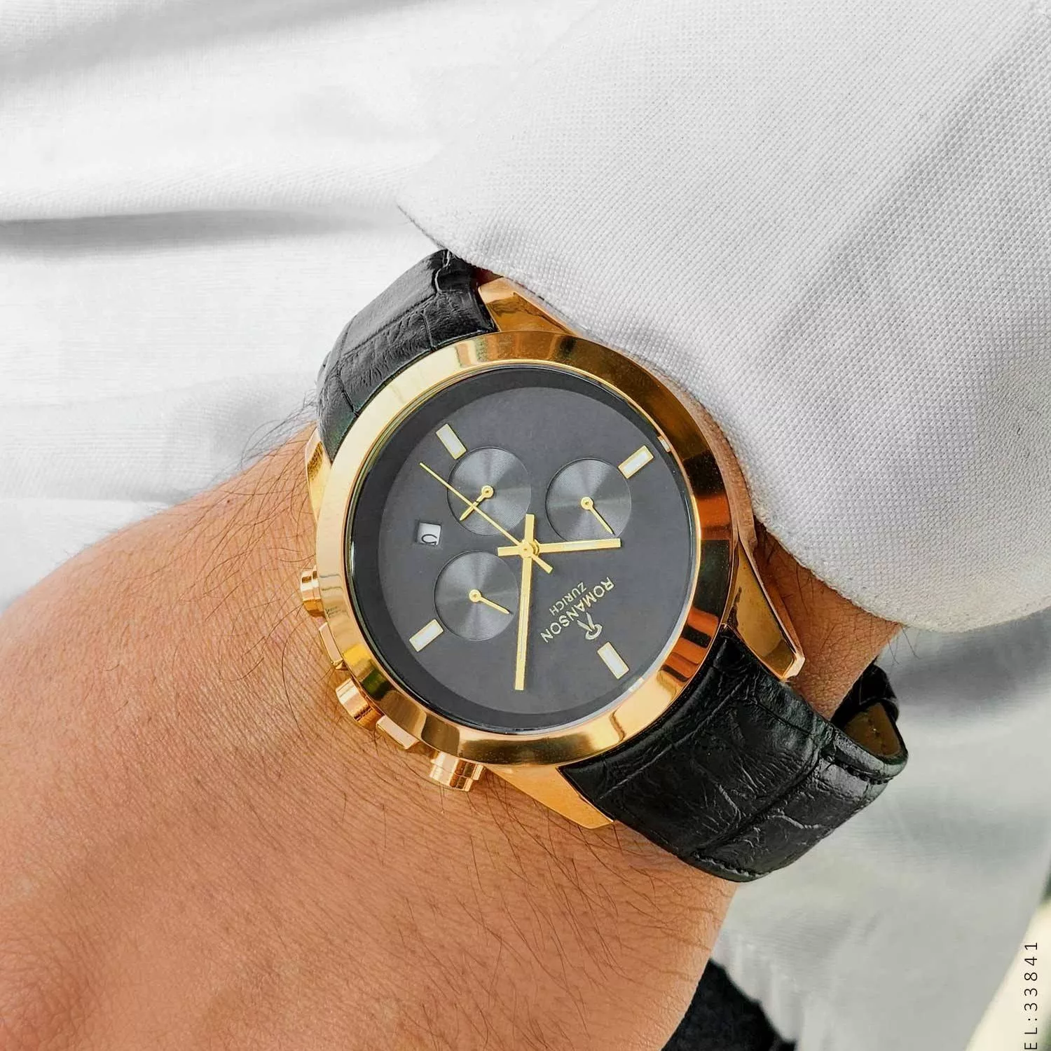 ساعت مچی عقربهای مردانه رومانسون مدل بند چرمی کرنوگراف سه موتور فعال