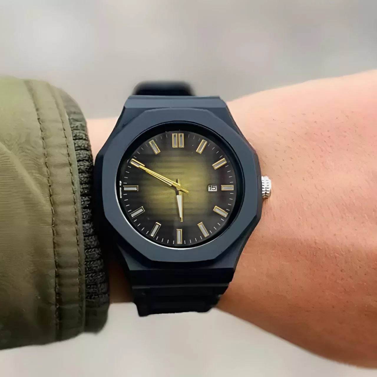 ساعت مچی عقربه‌ای کوارتز مردانه مدل بند پیو ضد آلرژی کد 109