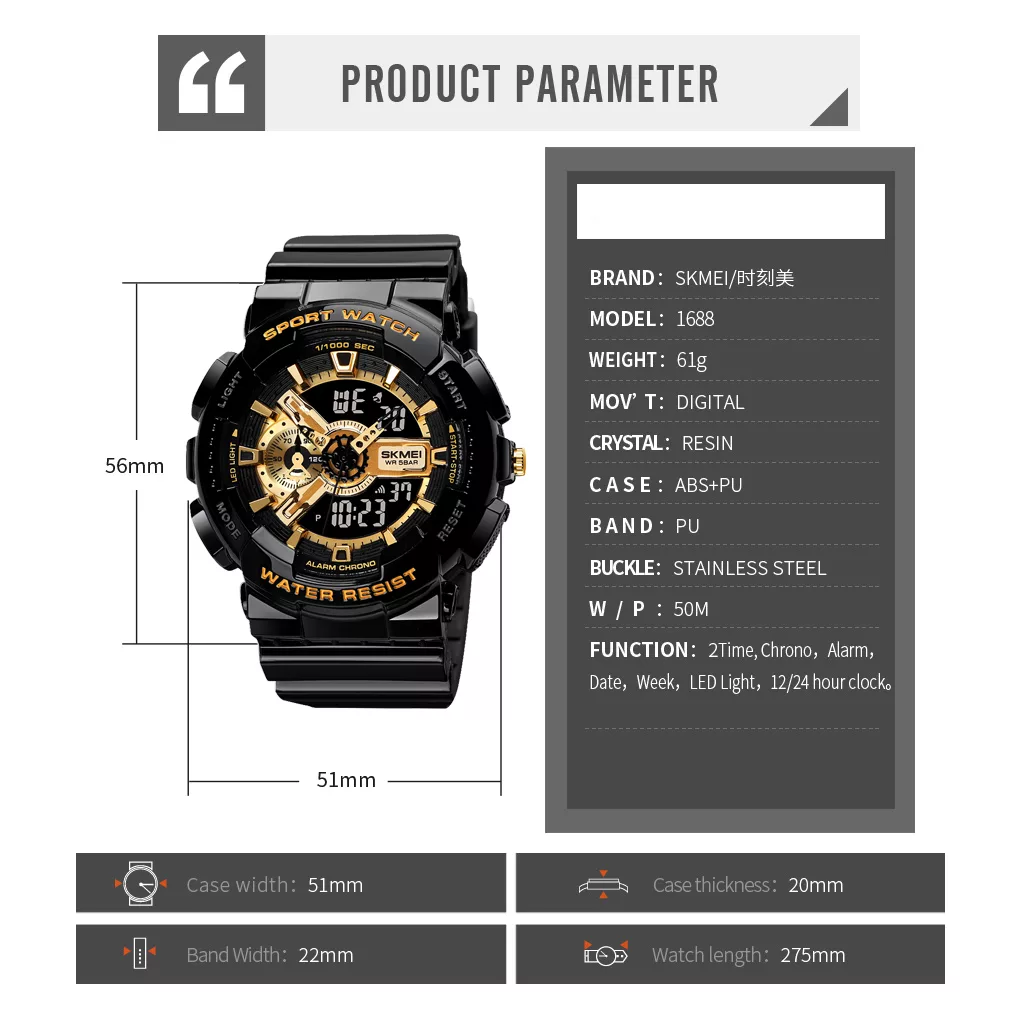 ساعت مچی عقربه‌ای مردانه اسکمی مدل 1688M