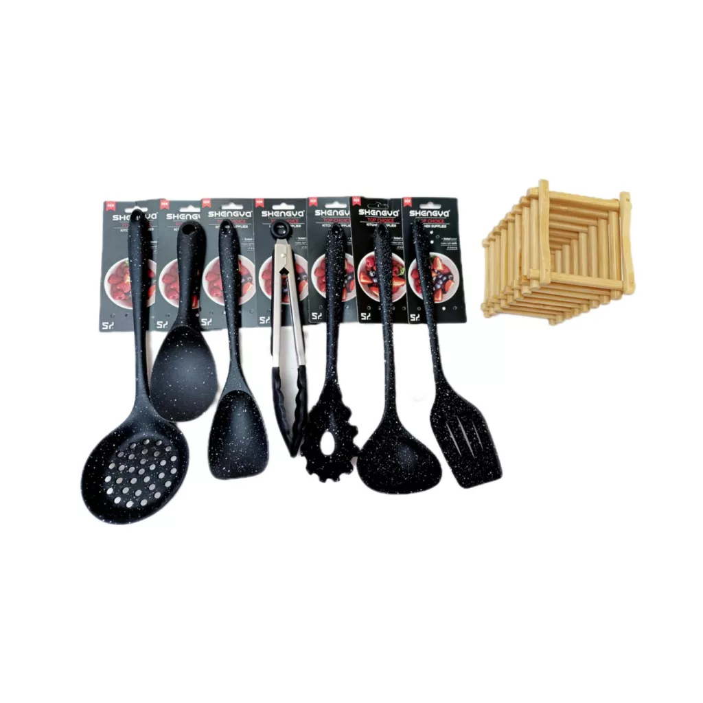 سرویس کفگیر و ملاقه 7 پارچه شنگیا مدل سیلیکونی کهکشانی کد New 7_3