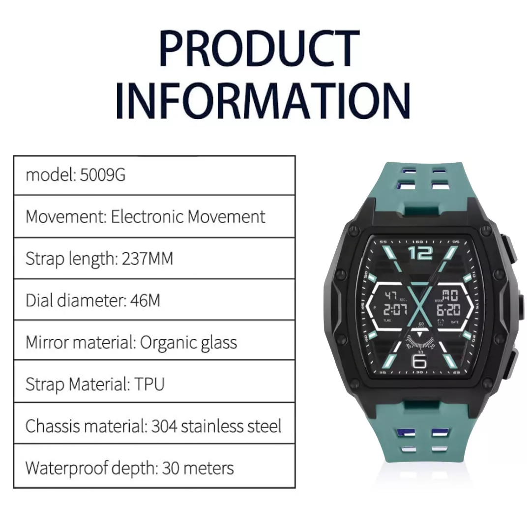 ساعت مچی دیجیتال مدل تک زمانه بند پیو کرنومتر دار ضد آب کد ۱.۲