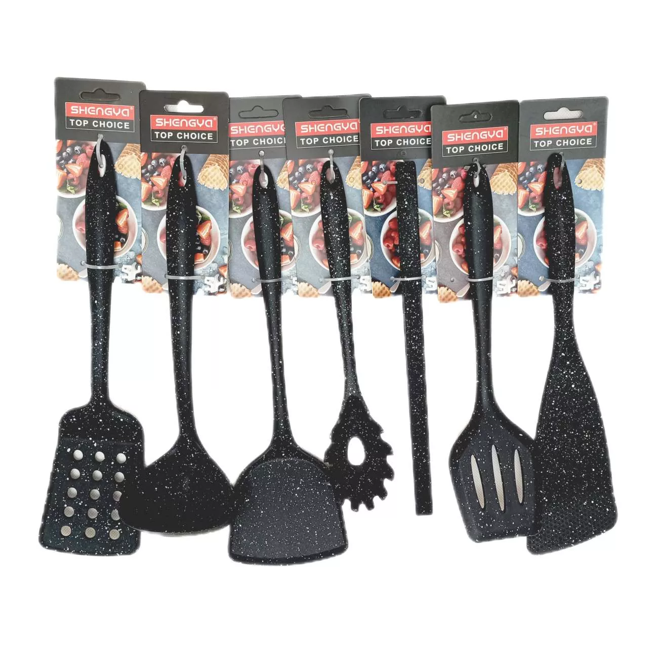 سرویس کفگیر و ملاقه 7 پارچه شنگیا مدل سیلیکونی کد 0007