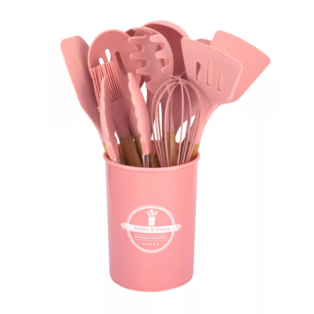 سرویس کفگیر و ملاقه 10 پارچه مدل سیلیکونی رنگی کد 1001