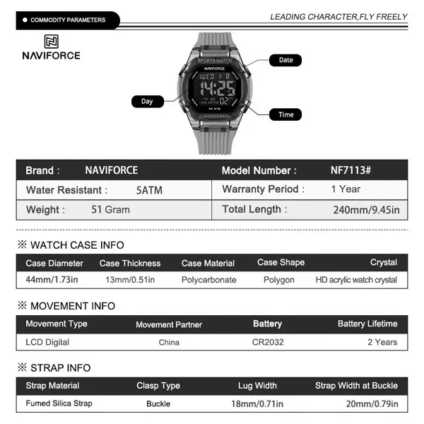 ساعت مچی دیجیتال نیوی فورس مدل NF7113