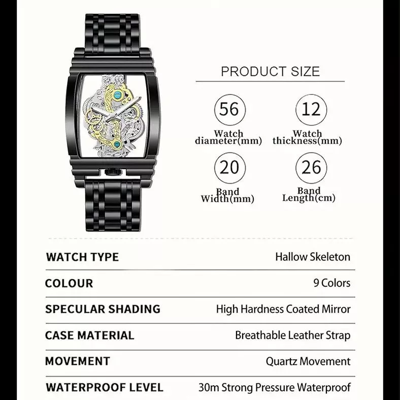 ساعت مچی عقربه‌ای کوارتز مردانه مدل پشت شیشه‌ای موتور پیدا کد 102