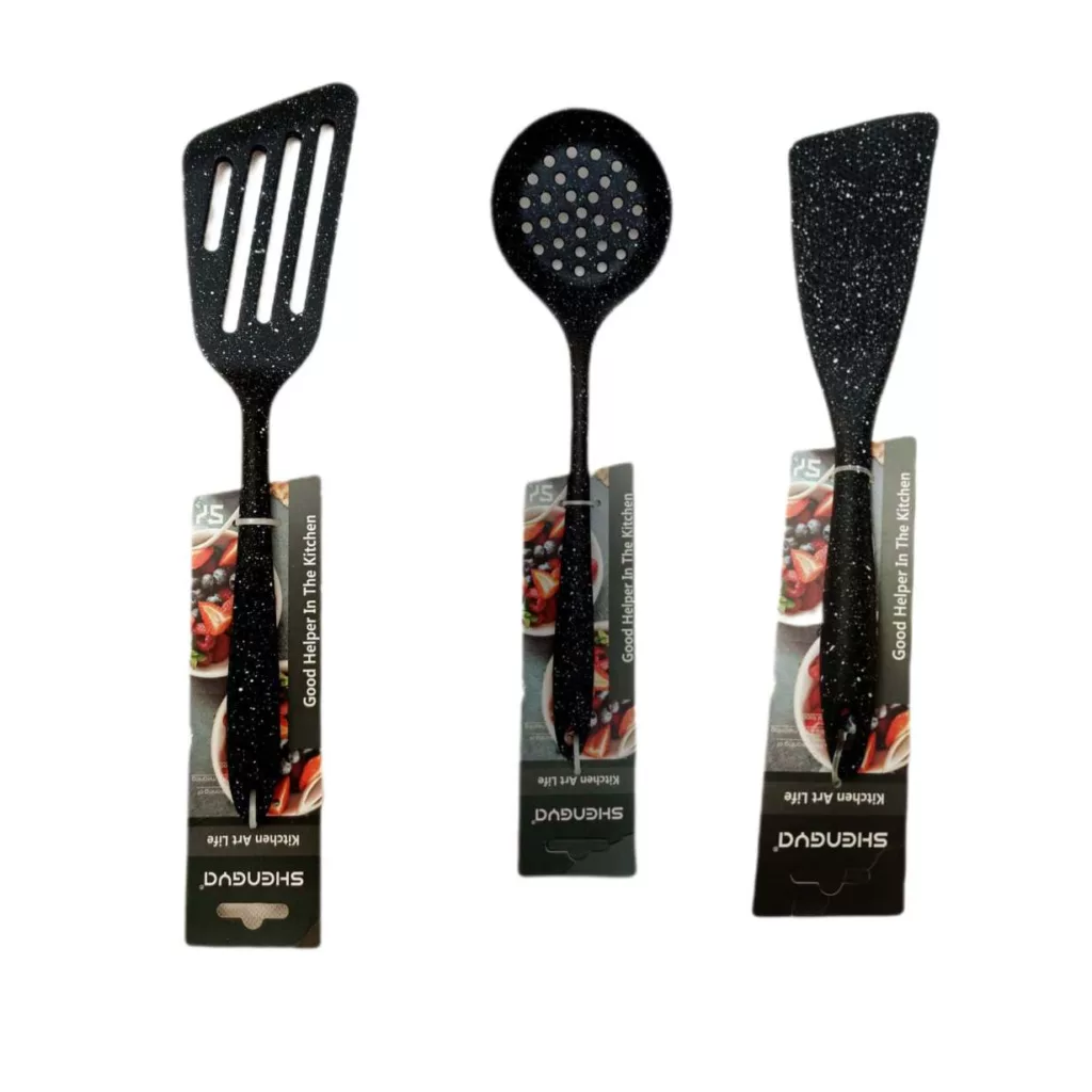 سرویس کفگیر و ملاقه 3 پارچه شنگیا مدل سیلیکونی کهکشانی