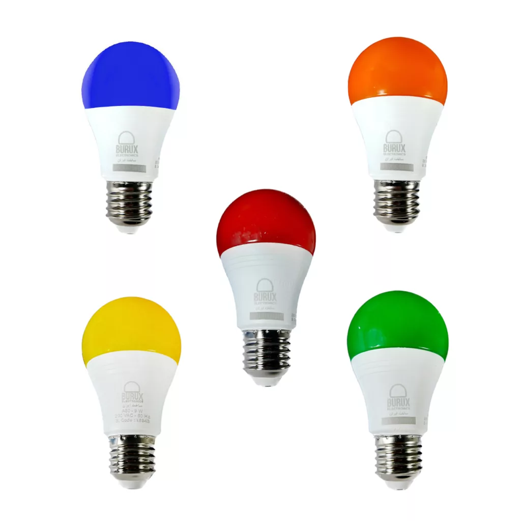 لامپ ال ای دی 9 وات بروکس مدل BRX-colorful پایه E27 بسته 5 عددی