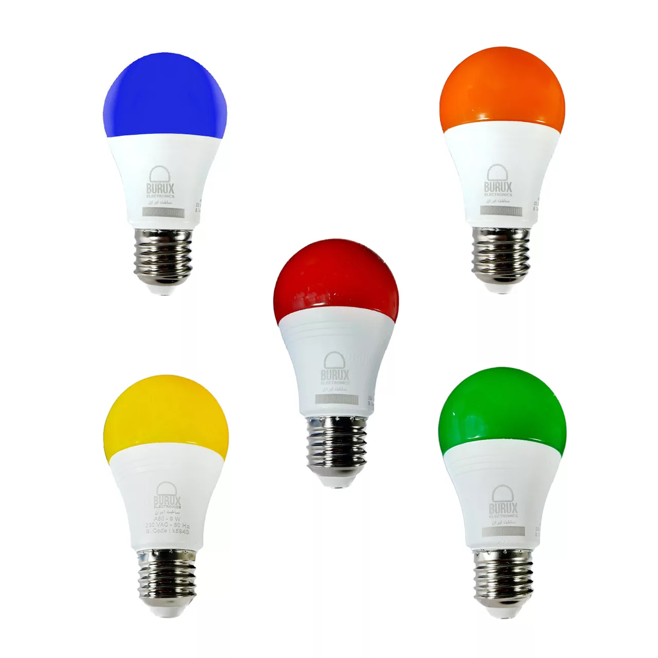 لامپ ال ای دی 9 وات بروکس مدل BRX-colorful پایه E27 بسته 5 عددی