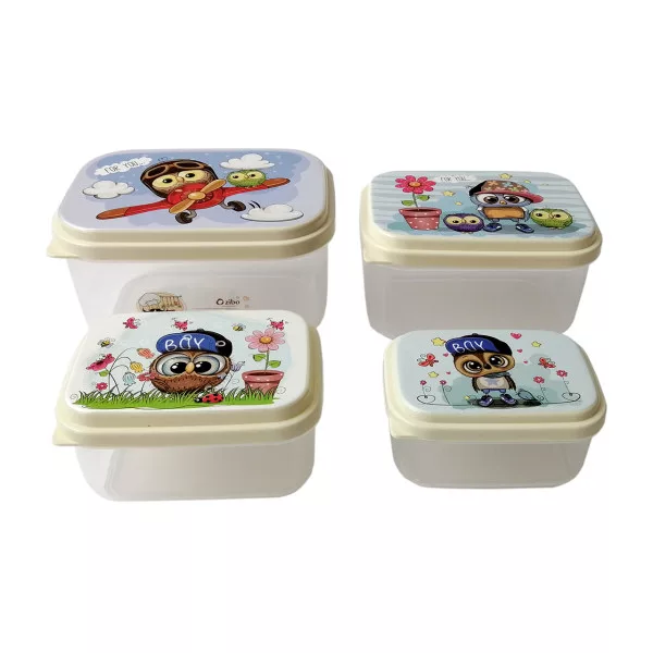 ظرف نگهدارنده طرح جغد پسر مدل 343 مجموعه 4 عددی