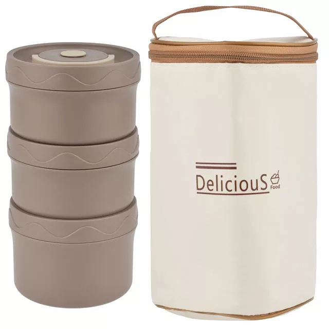 ظرف غذا مدل گرد به همراه کیف مجموعه 3 عددی