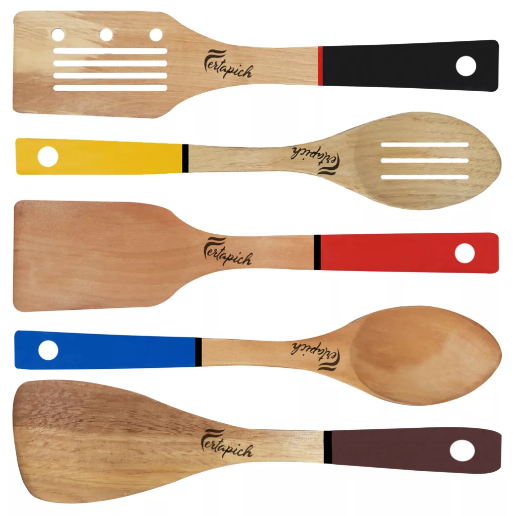 سرویس کفگیر و ملاقه 5 پارچه فرتاپیچ مدل چوبی کد 019