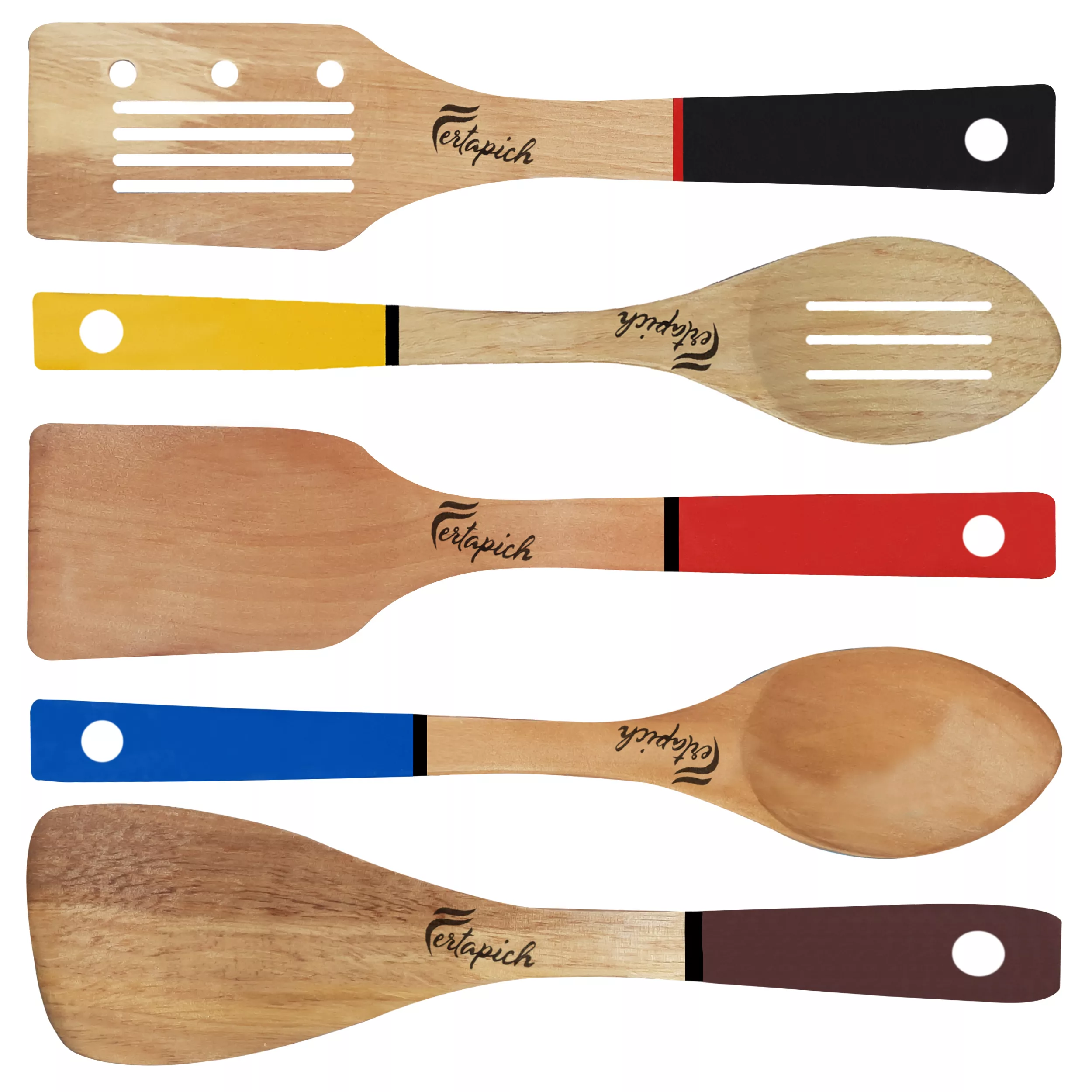 سرویس کفگیر و ملاقه 5 پارچه فرتاپیچ مدل چوبی کد 019