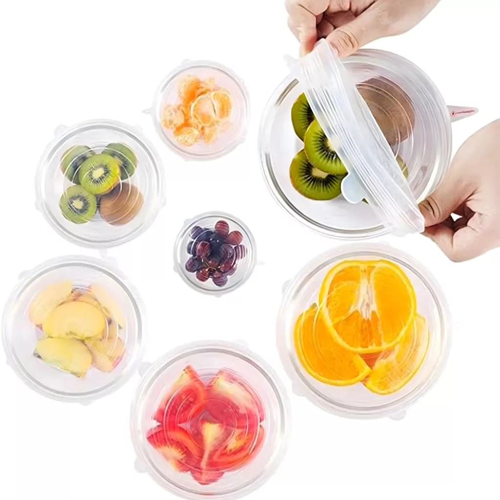 درپوش ظرف مدل سیلیکونی کد 1007 مجموعه 6 عددی