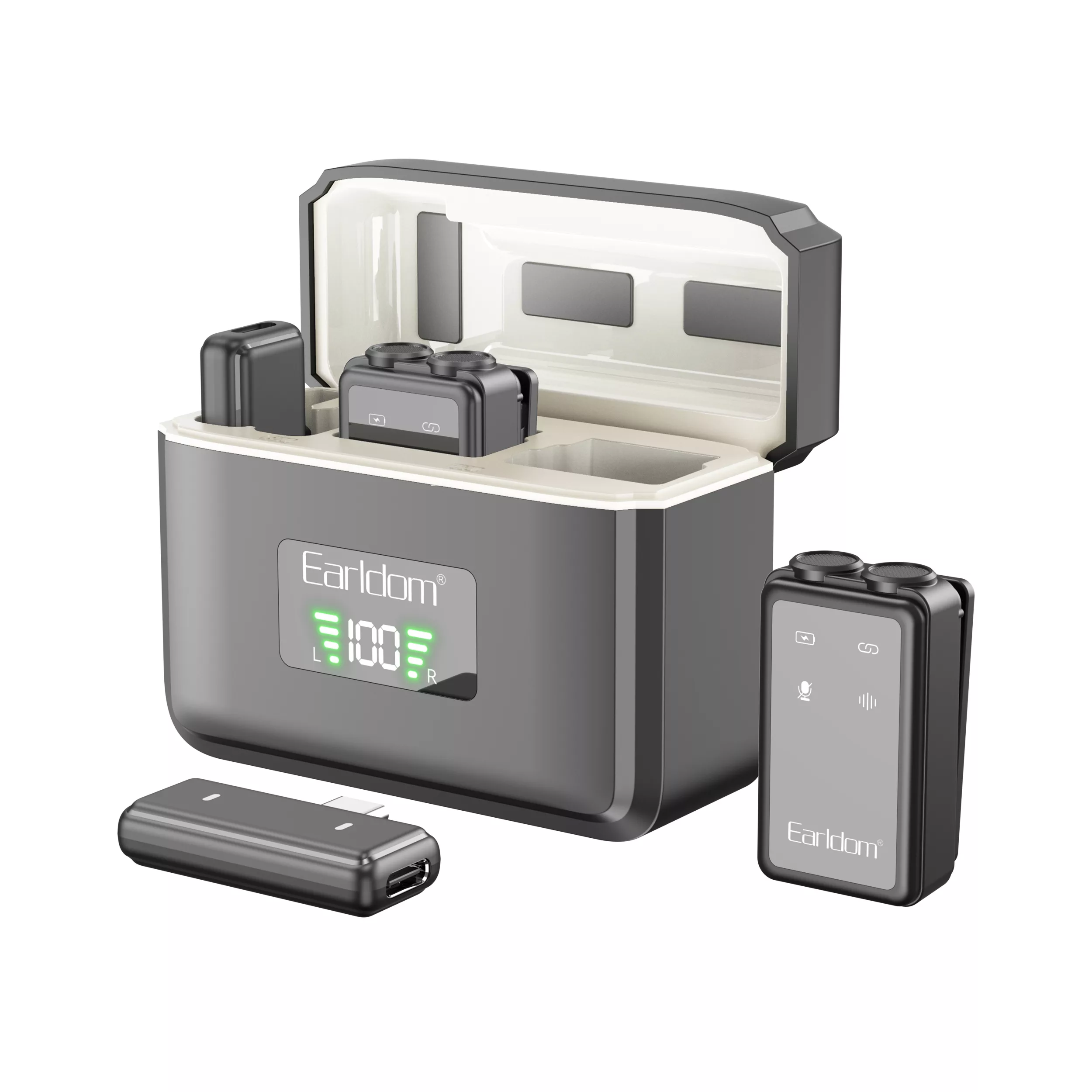 ست میکروفن بی سیم ارلدام مدل 3IN1 MC14 با درگاه اتصال پورت لایتینگ و USB Type C